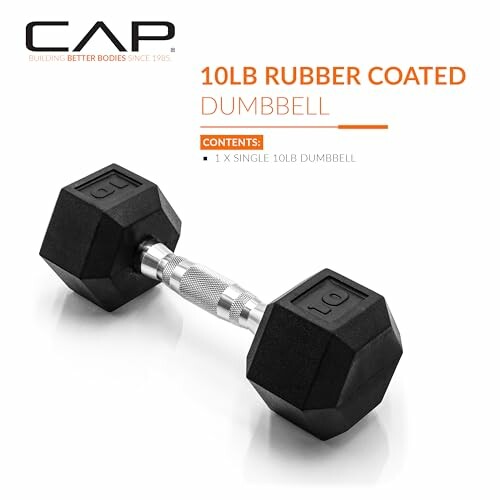 10lb rubber coated dumbbell with hexagonal shape