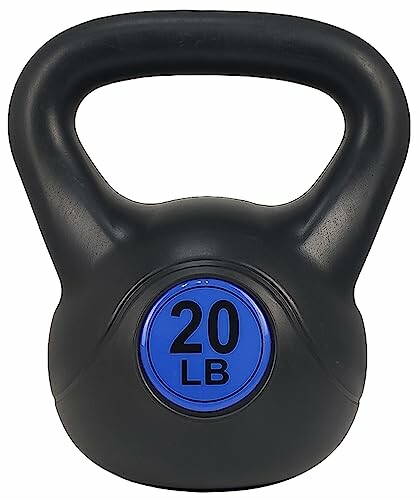 Black kettlebell with 20 lb label