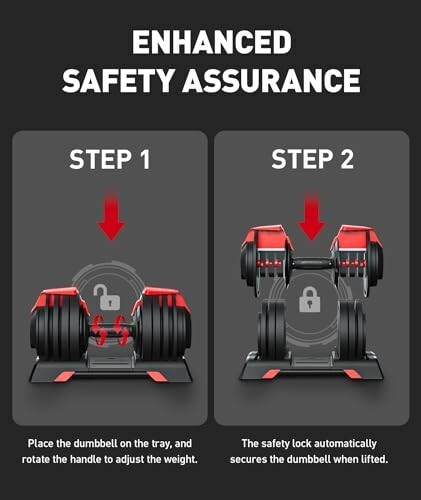 Steps for ensuring safety with adjustable dumbbells.