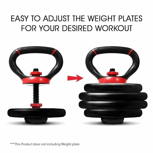 Adjustable kettlebell with removable weight plates.