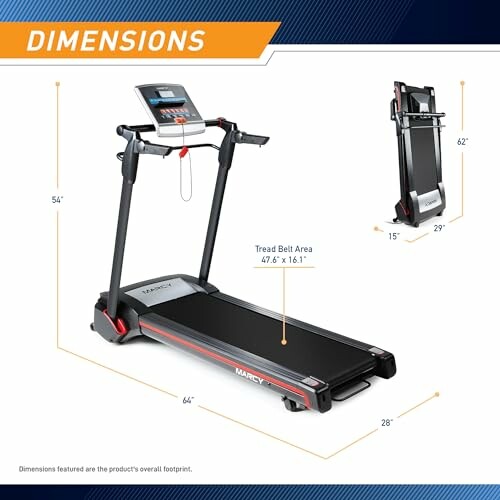 Marcy treadmill with dimensions and features