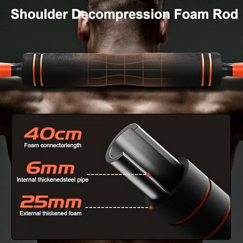 Shoulder decompression foam rod with specifications.