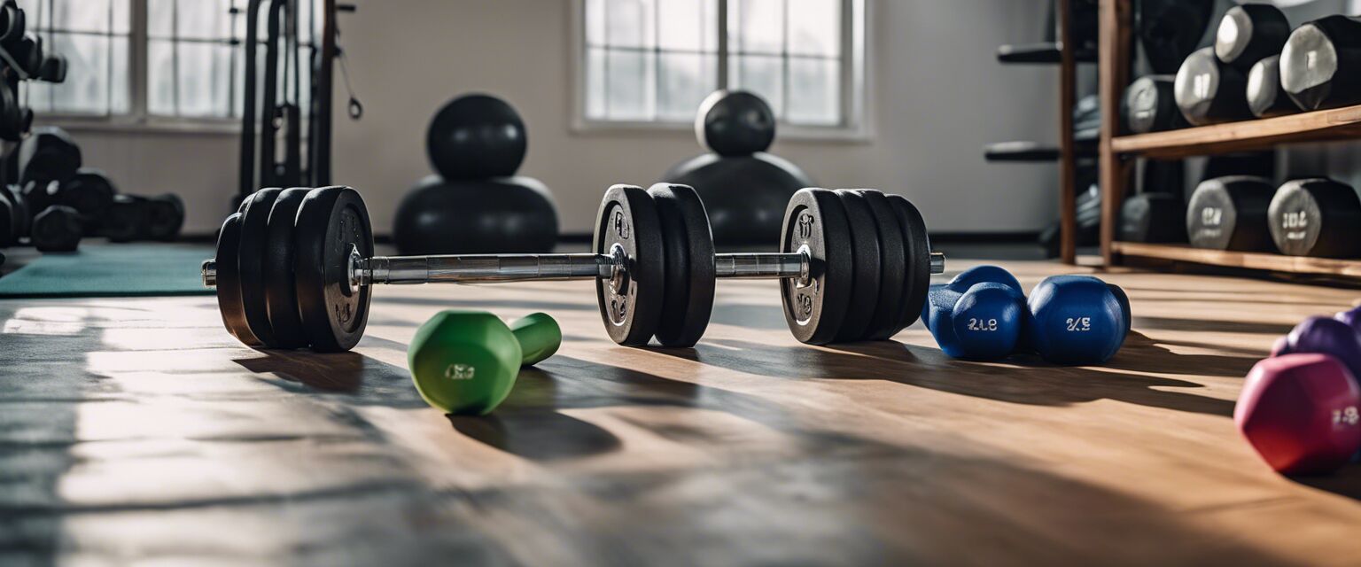 Strength training equipment display