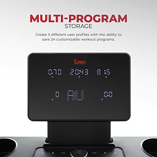 Treadmill console with multi-program storage display